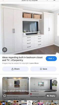 an instagram page on the app for interior design and remodeling in bedroom closets