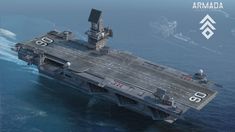 an aircraft carrier floating on top of the ocean