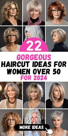 Make a statement in 2024 with our captivating selection of 22 haircut ideas for women over 50. Regardless of your hair type, whether fine or thick, we offer a diverse range of options to cater to your unique needs. Dive into the world of chic, short cuts that exude confidence, classic bobs that symbolize timeless beauty, and trendy layered looks that redefine elegance. Choose a haircut that reflects your individuality, enhances your natural beauty, and boosts your self-assured aura. Bob Haircut Ideas, Haircut Styles For Women, Medium Hair Styles For Women, Bob Hairstyles For Thick, Shoulder Length Hair Cuts, Short Hair Over 60, Short And Sweet, Haircut For Older Women, Hairstyles Over 50