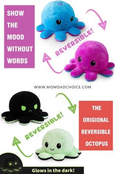 The Original Reversible Octopus Plushie | Gift and toys | gift and toys for babies | Octopus Plushies, Mood Octopus, Reversible Octopus, Happy Show, Toys Ideas, Viral On Tiktok, S Design, Beanie Baby, Today Show