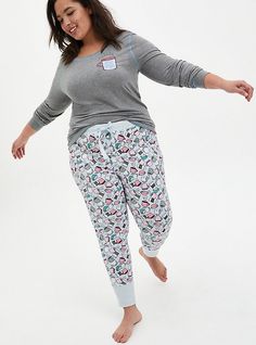 Relax in style with these sleep leggings featuring a drawstring waist, ribbed trim, and allover coffee print.     Matching style(s): Search 14609268 Cotton-blend knit fabric. Drawstring waist. Tapered leg. Ribbed trim. CONTENT + CARE Cotton/spandex. Wash cold; dry low. Imported plus size sleepwear. SIZE + FIT Model is 5’8”, size 1. 26. 5” inseam. The best plus size women's mint green coffee sleep legging bottoms in multi made of foxy. These comfy pajamas will be your favorite PJs to sl Comfy Pajamas, Grey Coffee, Plus Size Sleepwear, Plus Size Pajamas, Cozy Tops, Coffee Print, Active Outfits, Fitted Wedding Dress, Matches Fashion