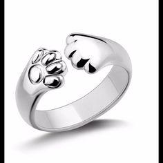 Adjustable Ring, Silver Plated,So Cute High Quality Silver Plated Material Brings Great Luster, Perfect Polishing, Suitable For Many Occasions, A Wonderful Gift Option As Well. Brand New. Silver Cat Ring, Paw Ring, Small Band, Gatto Carino, Cat Ring, Animal Rings, Silver Cat, Cat Paw, Pet Paws