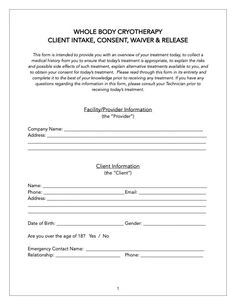 Whole Body Cryotherapy Intake Forms WBC Informed Consent Cryotherapy Waiver Release of Liability Esthetician Templates Medical Spa Forms - Etsy Intake Form Esthetician, Esthetician Intake Form, Massage Therapy Consent Form, Consultation Forms Beauty, Massage Intake Forms, Informed Consent, Contract Template