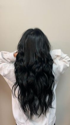 Hand Tied Hair Extensions, Black Hair Long Hair, Black Hair Long, Black Hair Curls, Long Hair Black, Dark Black Hair, Hair Black Hair