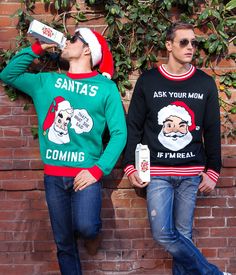 There's one in every office. Lurking in the corner behind the stationery cupboard like the Grinch who stole Christmas, ready to scream out an innuendo at the first hint of anything Christmas-related. Why not beat the office joker to it this year with this Men's Santa's Coming Ugly Christmas Sweater? Tell your "that's what she said" colleagues to put a yam in it this year with your own ugly Christmas sweater - this festive finery does the hard work for you. Complete with an iconic green and red f The Grinch Who Stole Christmas, Mens Ugly Christmas Sweater, Grinch Who Stole Christmas, Santas Coming, Ugly Christmas Sweater Funny, Fitted Coat, Christmas Sweater Men, Holiday Party Outfit, Sweatpants Set