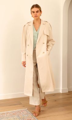 Edith Trench Coat Spring Coats, Spring Outerwear, Spring Coat, Luxury Women Fashion, Wide Cuff, Double Breasted Coat, Cuff Sleeves, Tie Belt, Long Coat