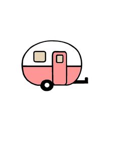 a pink and white trailer is shown in the middle of a plain background with black lines