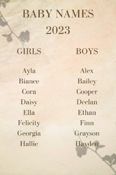 the names of baby names for boys and girls