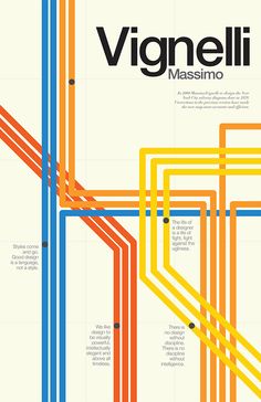 the cover of vignelli massmo's book, which features colorful lines