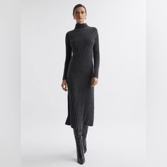 Reiss Sweater Dress Womens Large Charcoal Cady Fitted Midi Wool Cashmere Knitted. Like New, Never Worn- Tags Attached. Tag Size Large, See Photos For Measurements. Thanks For Taking A Look! Reiss Sweater Dress, Cashmere Dress, Sweater Dress, Cashmere, Like New, Midi Dress, Womens Dresses, Wool, Tags