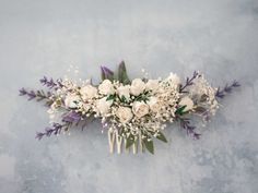 This beautiful hair comb is a lovely accessory, perfect for a party or wedding.  Our stunning faux flowers look like the real. Dimensions are given in centimeters 1 in = 2.54 cm Heather Wedding, Elf Hair, Floral Hair Comb, Epic Party, Floral Hair Combs, Flower Comb, Sage Green Wedding, Lavender Hair, Lavender Flower