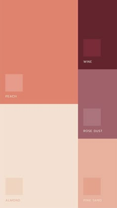 the color palette is different shades of pink, red, and orange with words that read wine