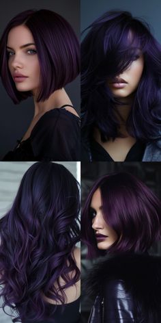 Achieve a stunning makeover with these vibrant and bold midnight purple hair ideas. Perfect for those seeking a dramatic change, midnight purple hair color ideas range from intense, rich shades to softer, more subdued tones. Our comprehensive guide to midnight purple hair ideas will help you navigate through the different options and choose the one that best suits your personality and style, ensuring a head-turning transformation Costumes With Purple Hair, Dark Purple Hair With Black, Dark Purple Black Hair, Short Hair Color Ideas Unique, Deep Purple Hair Color, Dramatic Hair Transformations, Midnight Purple Hair, Hippy Hair, Purple Hair Ideas