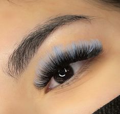 Blue Eyelashes Extensions, Pink And Blue Eyelash Extensions, Black And Blue Lash Extensions, Light Blue Lash Extensions, Lashes With Blue Color