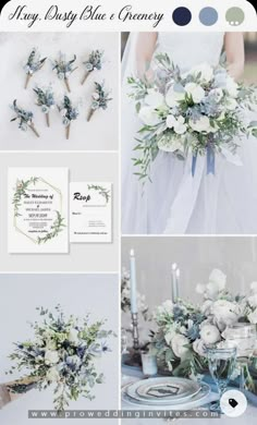 the wedding color scheme is blue and white