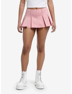 Dusty Rose Pleated Micro Skort | Hot Topic Dusty Rose Pink Skirt, Pink Mini Skirt Outfit, Mini Skirt Outfit, Pink Mini Skirt, Dusty Rose Color, Micro Mini Skirt, Miniskirt Outfits, Fall Inspo, Micro Mini