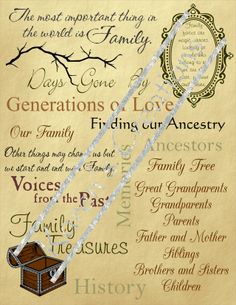 an old paper with words written on it and a tree branch in the middle that says generations