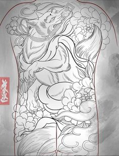 Neo Japanese Tattoo, Cat And Tiger, Japanese Wolf, Japanese Stencil, Dog Dragon, Nhat Co, Japan Tattoo Design, Irezumi Tattoos, Traditional Japanese Tattoos