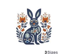 an image of a rabbit with flowers on it's back and the number 3 in front