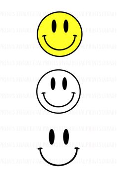 three smiley faces with different expressions on them