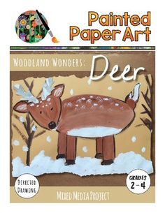 the paper art deer is made with colored crayon pencils and watercolor paints