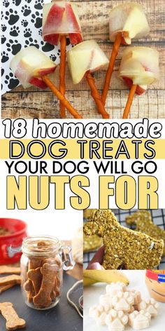 dog treats that include apples, carrots and nuts for the dogs to eat in their homes