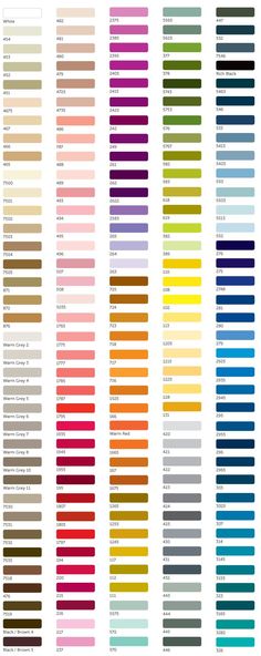 the color chart for different paints