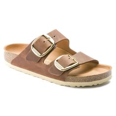 Arizona Big Buckle Oiled Leather Cognac | BIRKENSTOCK Classic Leather Sandals With Rectangular Buckle, Classic Leather Slides With Buckle Closure, Leather Sandals With Rectangular Buckle, Leather Open Toe Slides With Brass Buckle, Leather Double Strap Slides With Buckle Closure, Casual Leather Slides With Tang Buckle, Classic Leather Sandals With Buckle Closure, Classic Open Toe Footbed Sandals With Tang Buckle, Leather Slides With Brass Buckle For Summer