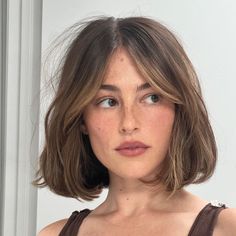 Lob Hairstyle With Curtain Bangs, Short Hair Framing Pieces, Lob And Curtain Bangs, Short Hair With French Bangs, Shoulder Bob With Curtain Bangs, Mid Neck Bob, Hair Cuts For Volume, Bob Hair With Curtain Bangs, Short Hairstyle With Curtain Bangs