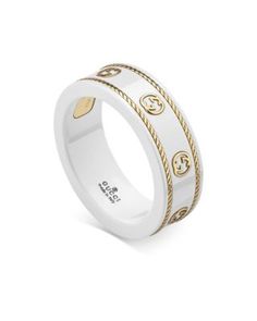 Gucci 18K Yellow Gold & Zirconia Icon Logo Band Preppy Accessories, G Ring, Icon White, Preppy Jewelry, Zirconia Rings, Gucci Jewelry, Ring Stack, Gg Logo, Dope Jewelry