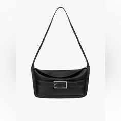 Leather Shoulder Bag. Front Strap With Decorative Buckle. Shoulder Strap. Lined Interior. Magnetic Closure At Flap. Height X Length X Width: 5.1 X 10.2 X 2 Inches (13 X 26x 5cm) Black 6731/010 Outer Shell 100% Cow Leather Lining 100% Cotton Modern Black Bags With Buckle Closure, Black Leather Shoulder Bag With Buckle Closure, Modern Black Shoulder Bag With Buckle Closure, Elegant Leather Satchel With Buckle Closure, Elegant Office Shoulder Bag With Buckle Closure, Modern Formal Shoulder Bag With Buckle Closure, Classic Black Shoulder Bag With Buckle Closure, Classic Flap Shoulder Bag With Buckle Closure, Modern Black Square Flap Bag