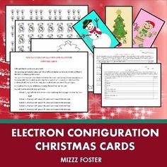 christmas cards with the words, and pictures on them in red text that reads electronic configuration for