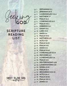 a list with the words seeking god on it