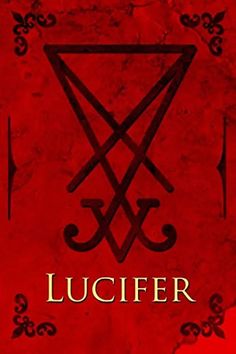 a red book cover with an inverted triangle and the words lucifer in gold on it