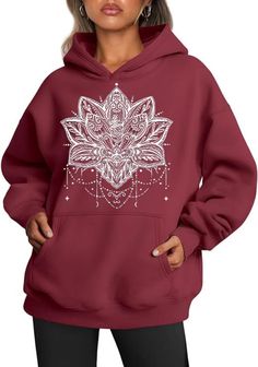 PRICES MAY VARY. Women's Mandala Graphic Oversized Hoodies Fleece Sweatshirts Floral Wildflowers Long Sleeve Pullover with Pocker Material: polyester cotton blend,these materials comfortable,keep you warm in the fall and winter. Features:Fall winter oversized hoodie,fall funny halloween doodles graphic pullover sweatshirts,drop shoulder collar,family party celebration long sleeve sweatshirts with pocket,fall outfits for women,winter fashion clothes,aesthetic clothing,y2k fleece casual style Occa Cotton Hoodie With Floral Print For Fall, Cotton Fall Hoodie With Skull Print, Fall Hooded Sweatshirt With Skull Print, Fall Floral Print Hooded Hoodie, Casual Cottagecore, Fall Funny, Mandala Graphic, Fall Cat Print Hoodie Sweatshirt, Winter Tips