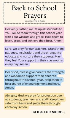 the back to school prayer for parents