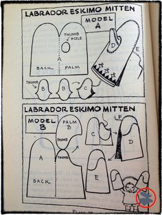 an open book with instructions on how to make mittens for children and adults