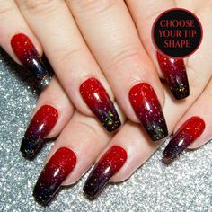 Red Black Nails, Black Acrylic Nail Designs, Nails Gothic, Nails Dark, Nails Yellow, Black Acrylic Nails, Red Acrylic Nails