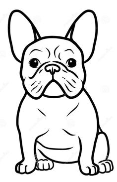 a black and white drawing of a dog with big ears, sitting on the floor