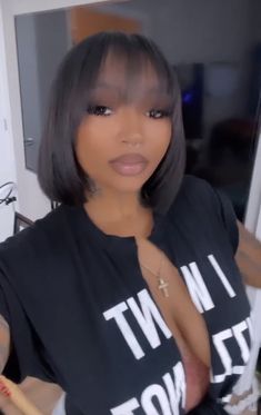 Bob Wig Bangs, Short Wigs With Bangs For Black Women, Bangs Haircut Black Women, Short Wig With Bangs Black Women, Bobs With Curtain Bangs Black Women, Bob Haircut With Bangs Black Women, Bob With Bangs Natural Hair, Short Wigs With Bangs, Short Hairstyle With Bangs Black Women