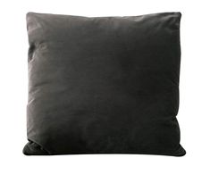 a black pillow on a white background with no one in the room to see it