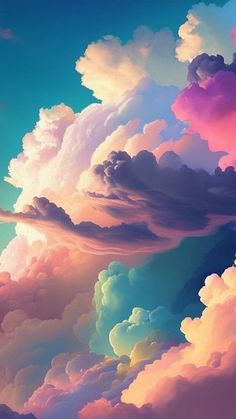 the sky is filled with clouds and colorful colors