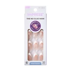 Fancy a new French NO GLUE Mani? Say “oui” to imPRESS Press-On French Manicure. With our new improved adhesive, these press-on nails are long-lasting with a secure hold that lasts for up to 7 days. Just peel, press & go! With Dual and Reverse Dual Injection Technology, imPRESS French Manicure collections provide flawless & enduring tips. The gel nails look & feel like your own nails. From classic French to modern French designs–imPRESS is always on trend. Modern French Design, Fake Nails For Kids, Kiss Products, Nails Easy