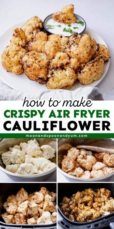 Learn how to cook cauliflower in an air fryer! Delicious yet healthy, this easy appetizer recipe for air fried cauliflower is one of the best game day recipes! This fun party snack is also gluten-free, vegan, low-carb, keto, plant-based, dairy-free, nut-free, and soy-free! Dairy Free Cauliflower Recipes, Air Fried Cauliflower Recipes, Cauliflower Air Fryer Recipes, Air Fry Cauliflower, Air Fryer Cauliflower Recipes, Air Fried Cauliflower, Cook Cauliflower, Cauliflower Popcorn, Air Fryer Cauliflower