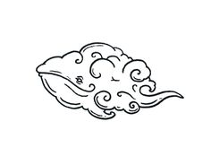 a black and white drawing of a cloud