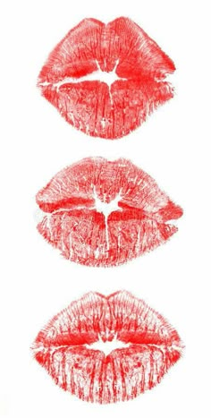 three red lips with different shapes and sizes