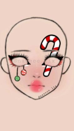 Christmas Makeup Looks Creative, Christmas Eyeliner Looks, Creative Christmas Makeup Ideas, Creative Makeup Looks Eye Art, Face Paint Ideas Aesthetic, Creative Christmas Makeup Looks, Makeup Noel