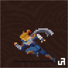 an old pixel art style video game character