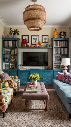 a living room filled with furniture and a flat screen tv