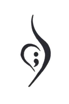 a black and white logo with an ear